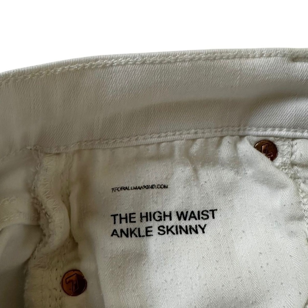 7 For All Mankind White The High Waist Ankle  Skinny Jeans Women Size 26 | 71-20 - Picture 4 of 9